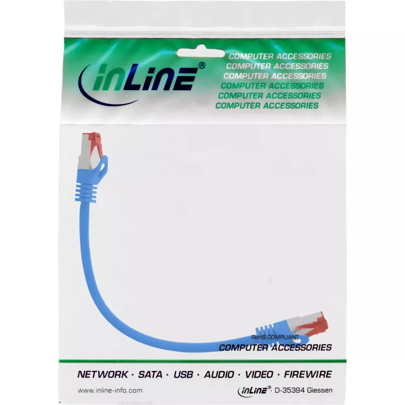 InLine verkkokaapeli S/FTP PiMF Cat.6 250MHz PVC kupari sininen 0,3m