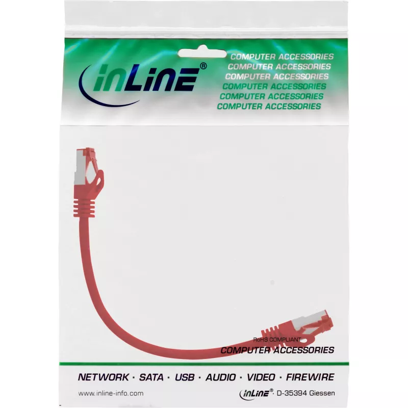 InLine verkkokaapeli S/FTP PiMF Cat.6 250MHz PVC kupari punainen 0,25m