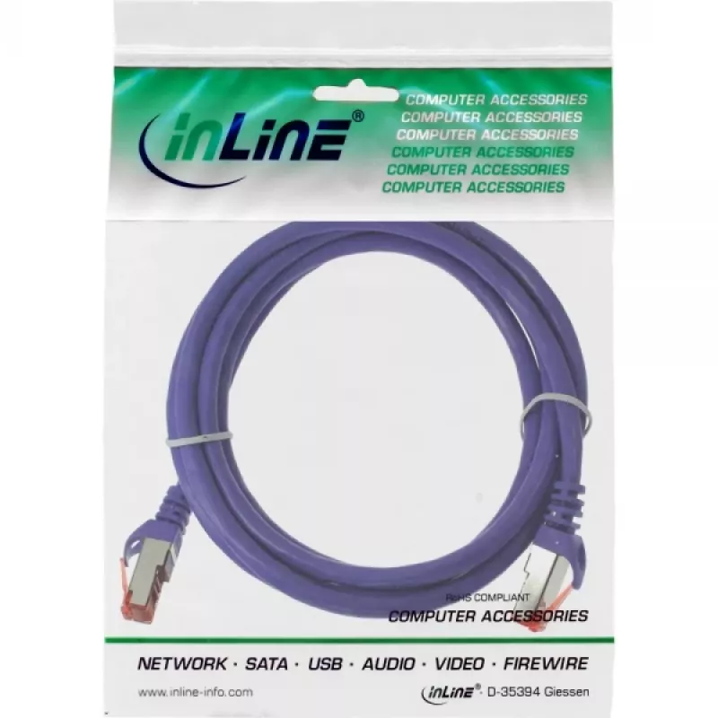 InLine verkkokaapeli S/FTP PiMF Cat.6 250MHz PVC kupari violetti 0,3m