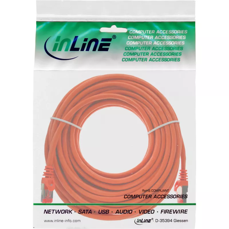 InLine kytkentäkaapeli S/FTP PiMF Cat.6 250MHz PVC kupari oranssi 30m