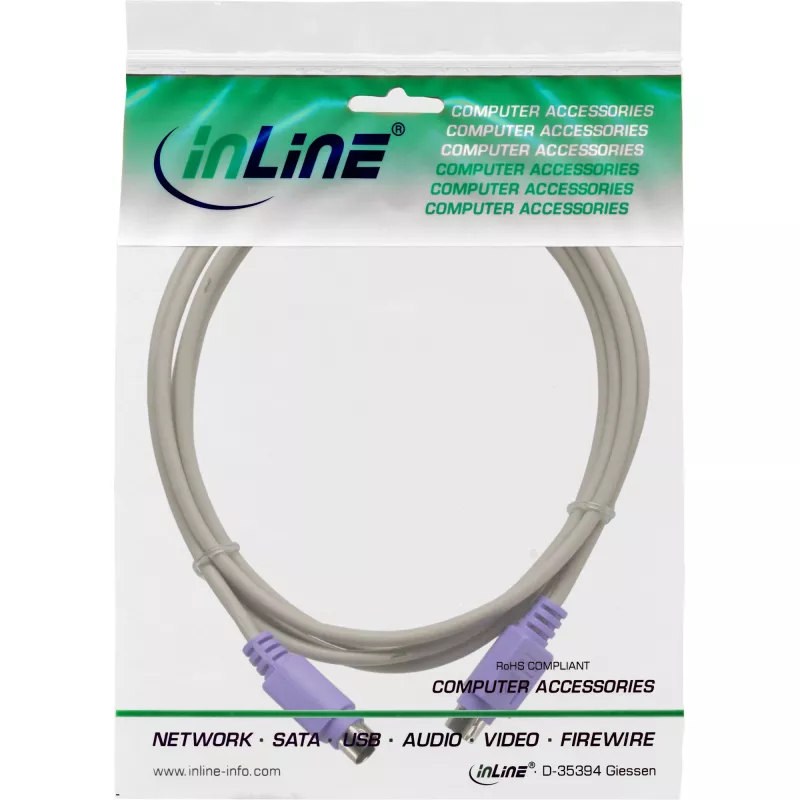 InLine PS/2-kaapeli uros/uros harmaa violetti liitin 2 m