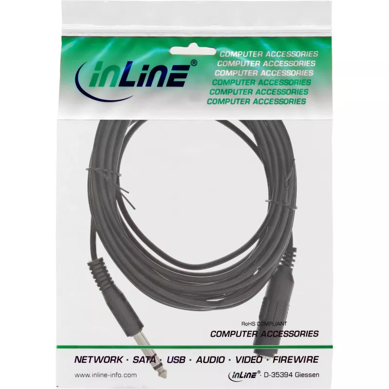 Klinkkijatko 6,3 mm stereo uros/naaras 5 m InLine 99935A