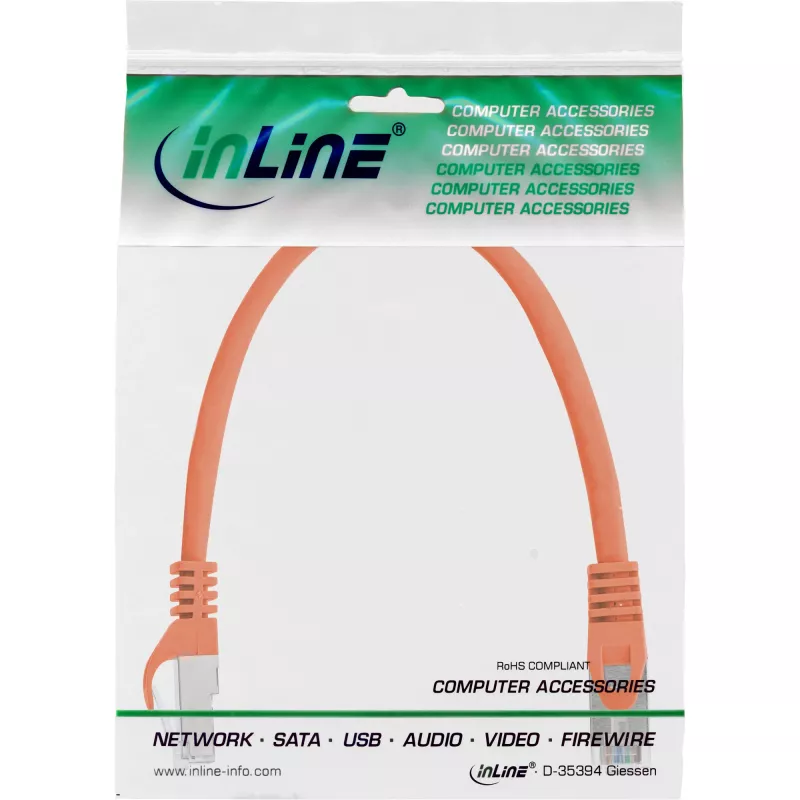 InLine verkkokaapeli SF/UTP Cat.5e oranssi 0,3 m