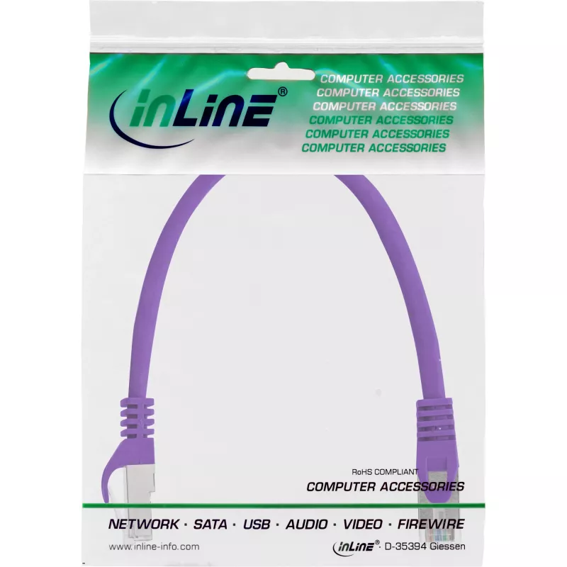 InLine verkkokaapeli SF/UTP Cat.5e violetti 0,3 m