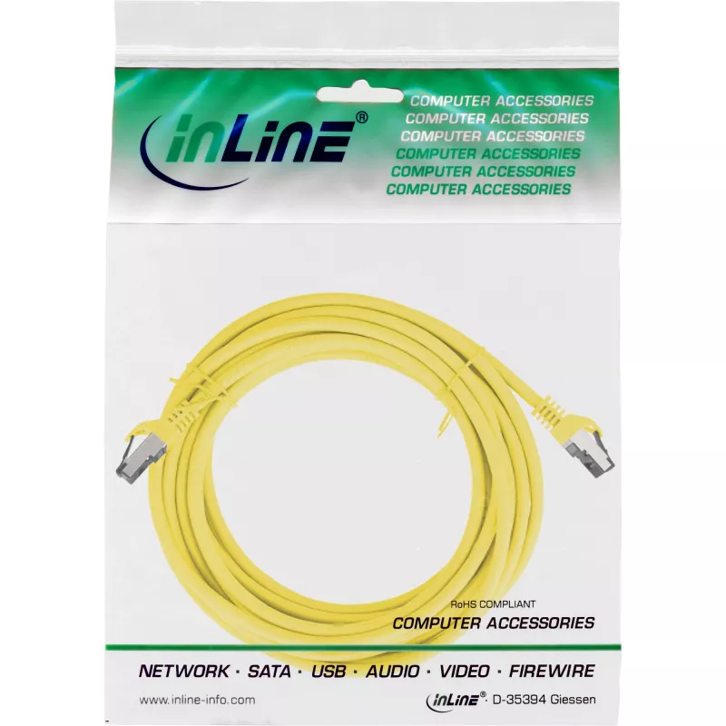 InLine verkkokaapeli, S/FTP (PiMf), Cat.8.1, 2000MHz, halogeeniton, keltainen, 5m