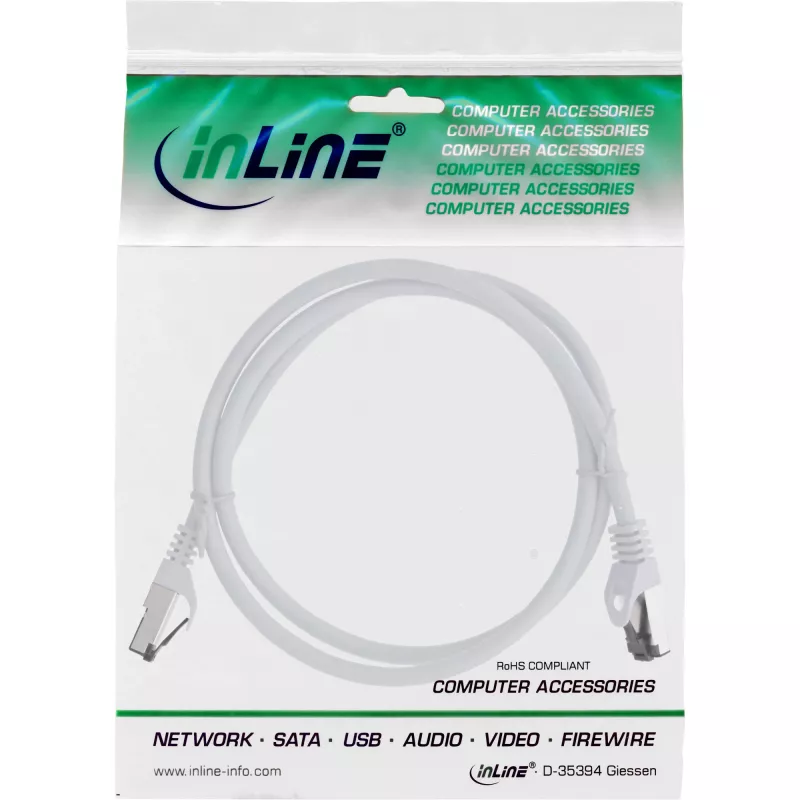InLine verkkokaapeli, S/FTP (PiMf), Cat.8.1, 2000MHz, halogeeniton, valkoinen, 2m
