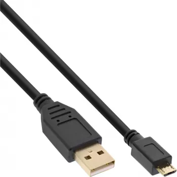 InLine Micro-USB 2.0 -kaapeli, USB Type-A-uros / Micro-B-uros, musta, 3 m
