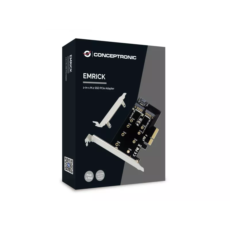 Conceptronic EMRICK 2-in-1 M.2 SSD PCIe -adapteri SATA AHCI NVMe