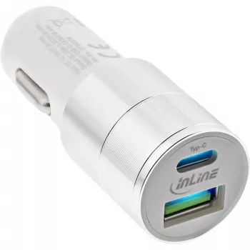 InLine USB-autolaturi verkkovirtasovitin Quick Charge 3.0, valkoinen