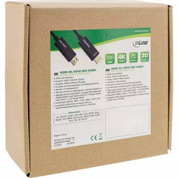 InLine HDMI AOC -kaapeli, High Speed HDMI with Ethernet, 4K/60Hz, uros/uros 40 m