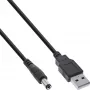 InLine adapterikaapeli, USB Type-A-uros - DC 5,5x2,10 mm uros, musta, 1 m
