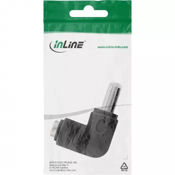 DC-adapteri InLine 5,5×2,5 mm kulmaliitin uros–liitin, 5 V tulo, sisä, musta
