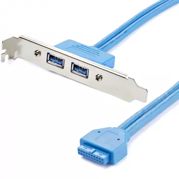 StarTech.com 2-porttinen USB 3.0 Type-A -korttipaikkapeltiadapteri, IDC, USB 3.2 Gen 1 (3.1 Gen 1), sininen, ruostumaton teräs, 0,5 m, CE, REACH, 500 mm