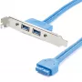 StarTech.com 2-porttinen USB 3.0 Type-A -korttipaikkapeltiadapteri, IDC, USB 3.2 Gen 1 (3.1 Gen 1), sininen, ruostumaton teräs, 0,5 m, CE, REACH, 500 mm