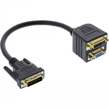 DVI-I-adapterikaapeli InLine 17301 DVI-I-uros / DVI-I-liitin + S-VGA-liitin