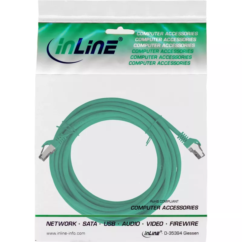 InLine verkkokaapeli, S/FTP (PiMf), Cat.8.1, 2000MHz, halogeeniton, vihreä, 15 m