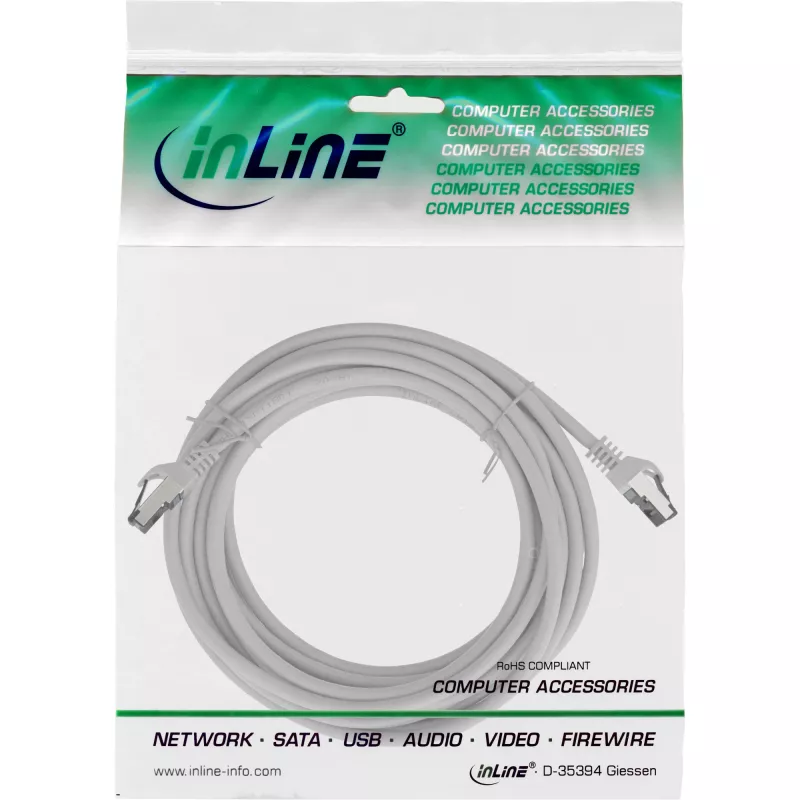 InLine verkkokaapeli, S/FTP (PiMf), Cat.8.1, 2000MHz, halogeeniton, harmaa, 5 m