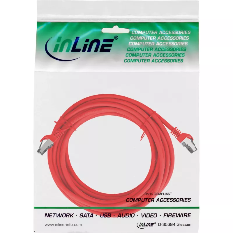 InLine verkkokaapeli, S/FTP (PiMf), Cat.8.1, 2000MHz, halogeeniton, punainen, 15m