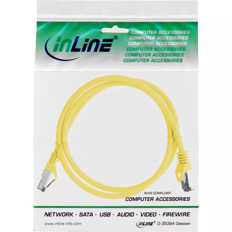 InLine verkkokaapeli, S/FTP (PiMf), Cat.8.1, 2000MHz, halogeeniton, keltainen, 3m