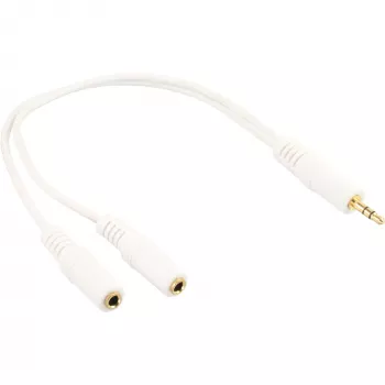InLine stereo Y-kaapeli 3,5 mm:n plugi uros 2 x 3,5 mm:n plugi naaras valkoinen/kulta, 0,1 m