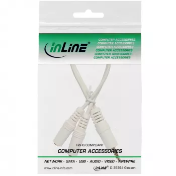 InLine stereo Y-kaapeli 3,5 mm:n plugi uros 2 x 3,5 mm:n plugi naaras valkoinen/kulta, 0,1 m