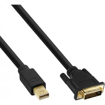InLine Mini DisplayPort -uros DVI-D 24+1 -uroskaapeli, musta/kulta, 2m