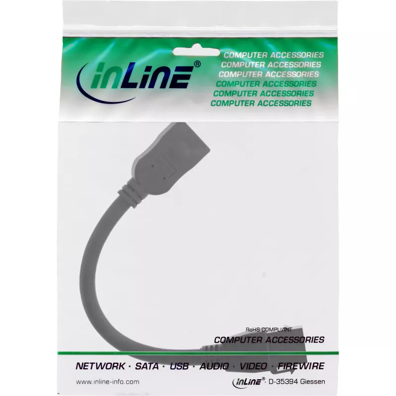 InLine HDMI Keystone -adapterikaapeli 4K/60Hz, HDMI A naaras/naaras, musta, 0,2m