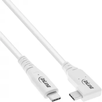 InLine USB4-kaapeli, USB-C, toispuoleisesti kulma, PD 240W, 8K60Hz, TPE, valkoinen, 2m