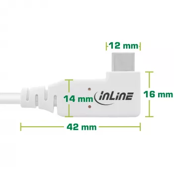 InLine USB4-kaapeli, USB-C, toispuoleisesti kulma, PD 240W, 8K60Hz, TPE, valkoinen, 2m