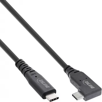 InLine USB4-kaapeli, USB-C, toispuolisesti kulmamallinen, PD 240W, 8K60Hz, TPE, musta, 1,5 m