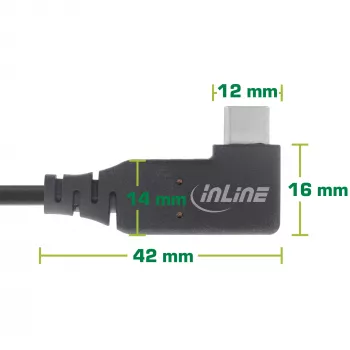 InLine USB4-kaapeli, USB-C, toispuolisesti kulmamallinen, PD 240W, 8K60Hz, TPE, musta, 1,5 m