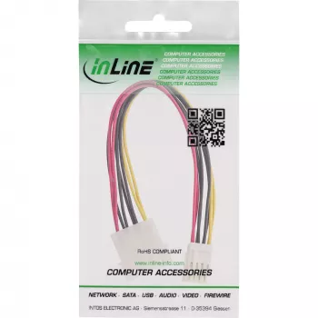 InLine sisäinen Y-virtakaapeli 1x 5,25 tuuman Molex / 2x 3,5 tuuman Floppy 0,20 m