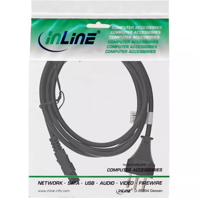 InLine virtakaapeli kannettavaan Sveitsi 3-pin-naaras 2 m