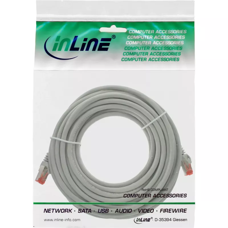 InLine patch-kaapeli S/FTP PiMF Cat.6 250MHz PVC kupari harmaa 20m