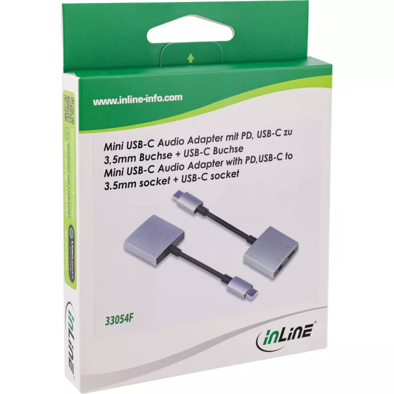 InLine USB-C-audioadapterikaapeli, USB-C - 3,5 mm plugi + PD 30 W