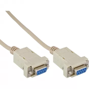 Nullmodem-kaapeli InLine 9-napainen naaras/naaras ruuviliitin 2 m beige