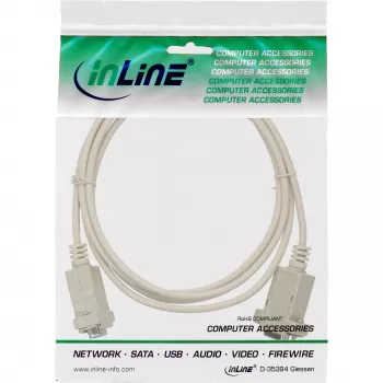 Nullmodem-kaapeli InLine 9-napainen naaras/naaras ruuviliitin 2 m beige