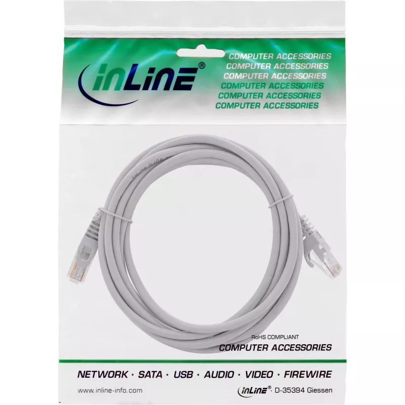 InLine patchkaapeli U/UTP Cat.5e harmaa 3 m
