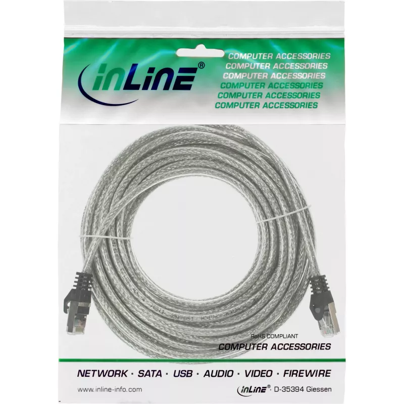InLine patchkaapeli SF/UTP Cat.5e läpinäkyvä 10 m