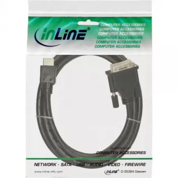 InLine HDMI-DVI-kaapeli 19 pin uros / 18+1 uros + ferriittisydän musta 5 m