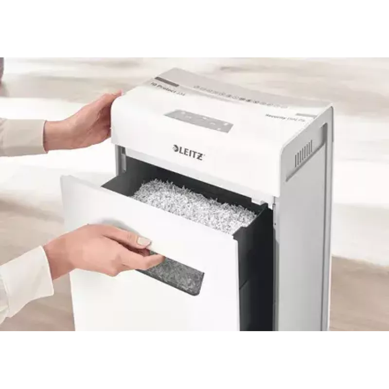 Leitz IQ Protect Premium 6M paperisilppuri 80950000, P5 mikrosilppu, 6 arkkia, 18 l, kosketusohjaus, valkoinen/harmaa