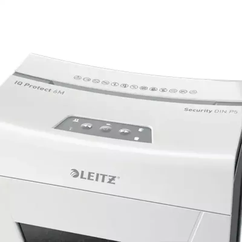 Leitz IQ Protect Premium 6M paperisilppuri 80950000, P5 mikrosilppu, 6 arkkia, 18 l, kosketusohjaus, valkoinen/harmaa