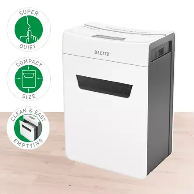 Leitz IQ Protect Premium 6M paperisilppuri 80950000, P5 mikrosilppu, 6 arkkia, 18 l, kosketusohjaus, valkoinen/harmaa