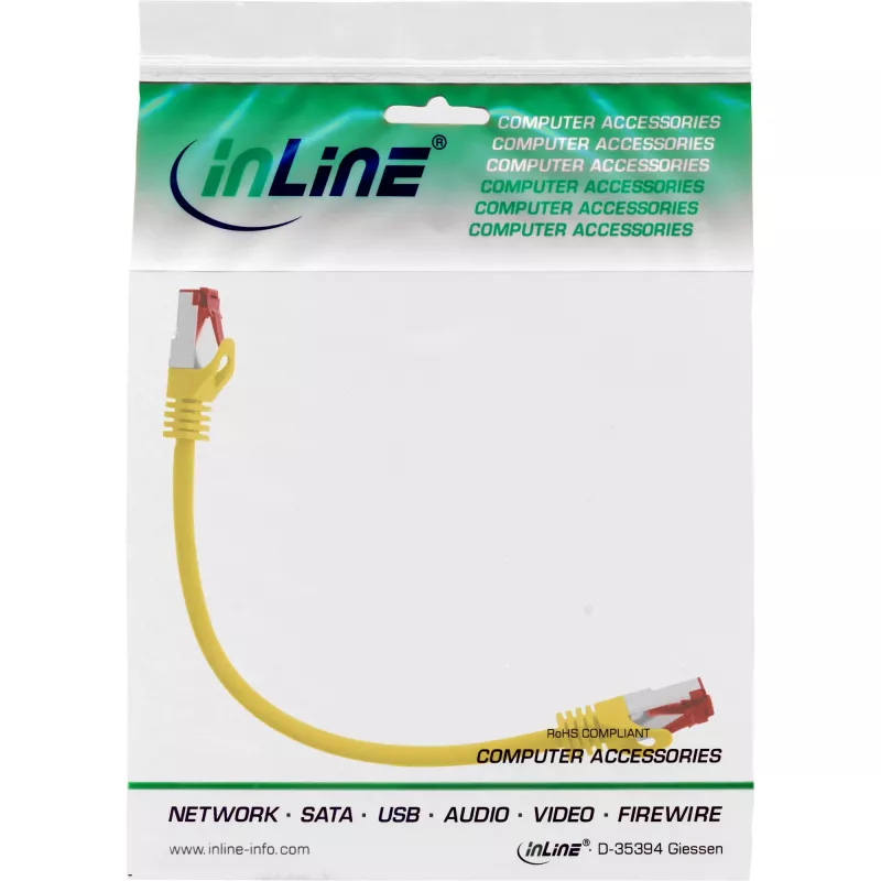 InLine patchkaapeli S/FTP PiMF Cat.6 250MHz PVC CCA keltainen 0,25 m