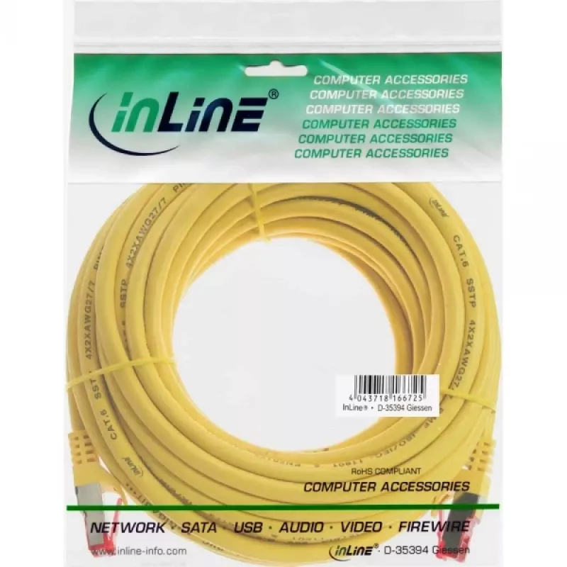 InLine patchkaapeli S/FTP PiMF Cat.6 250MHz PVC CCA keltainen 10 m