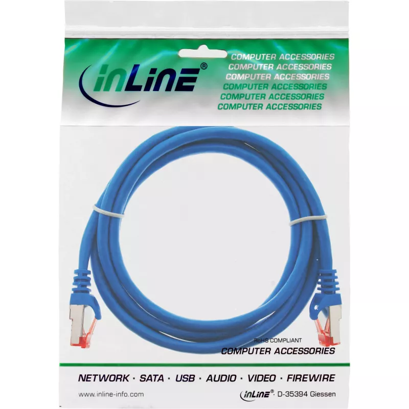 InLine patchkaapeli S/FTP PiMF Cat.6 250MHz PVC CCA sininen 0,5 m