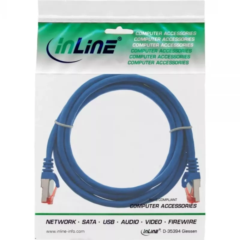 InLine patchkaapeli S/FTP PiMF Cat.6 250MHz PVC CCA sininen 0,25 m