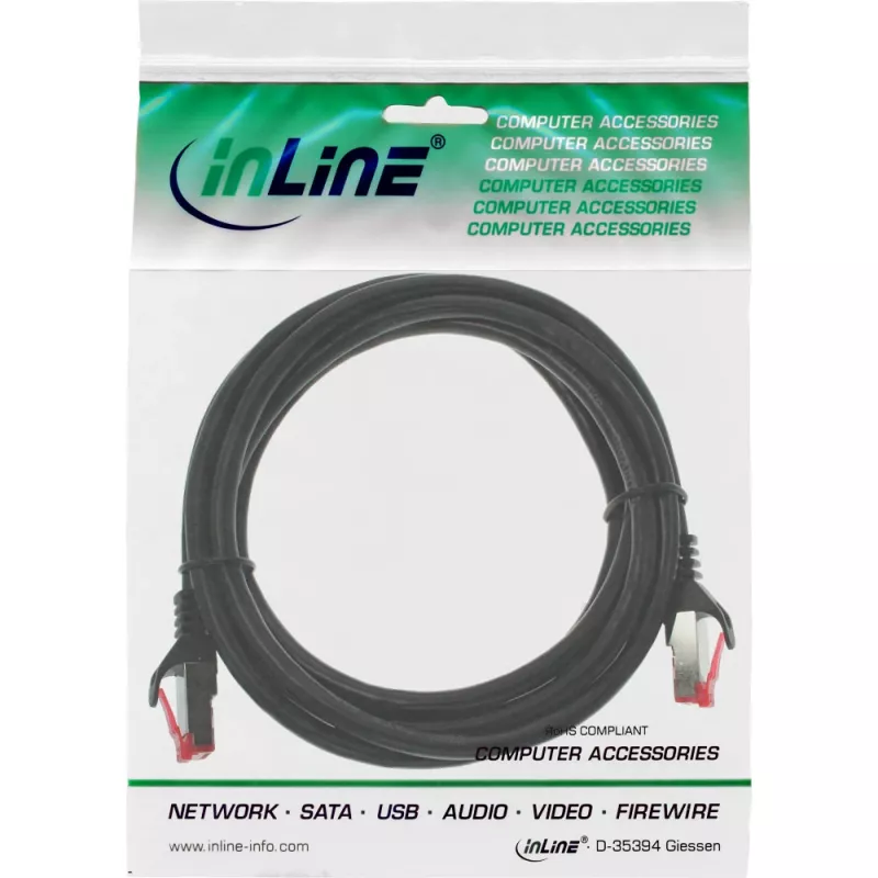 InLine patchkaapeli S/FTP PiMF Cat.6 250MHz PVC CCA musta 0,3 m