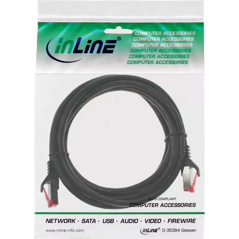 InLine patchkaapeli S/FTP PiMF Cat.6 250MHz PVC CCA musta 0,5 m