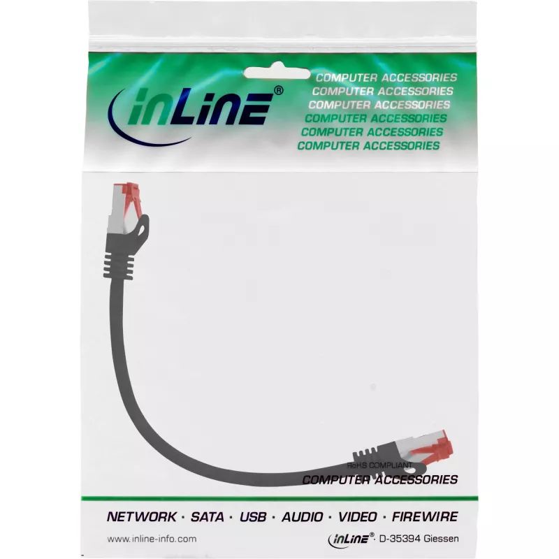 InLine patchkaapeli S/FTP PiMF Cat.6 250MHz PVC CCA musta 0,25 m